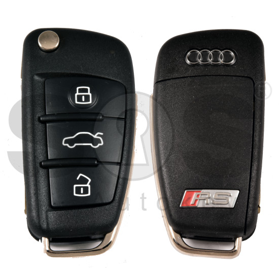 OEM Flip Key for Audi RS Q2    Buttons:3+1 / Frequency:433MHz / Transponder: MEGAMOS 88/ID49   / Blade signature:HU162T /  Part No : 81A 837 220R