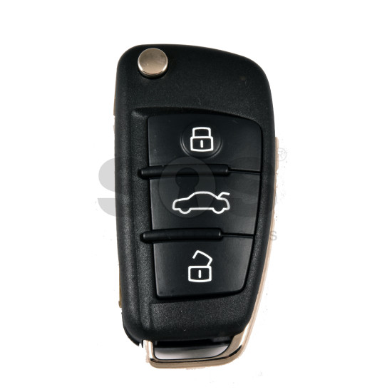 OEM Flip Key for Audi RS Q2    Buttons:3+1 / Frequency:433MHz / Transponder: MEGAMOS 88/ID49   / Blade signature:HU162T /  Part No : 81A 837 220R