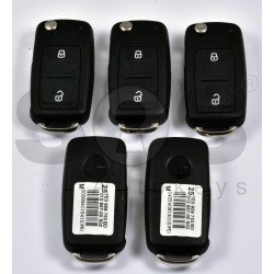 OEM Flip Key for VW  Buttons:2 / Frequency: 434MHz / Transponder: Megamos AES ID49 / Blade signature: HU66 /  Part No: 7E0959753BD / Without Logo 