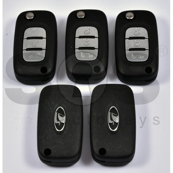 OEM Flip Key for Lada Buttons:3 / Frequency:433MHz / Transponder:HITAG 128-Bit AES / Blade signature:VA2 / Immobiliser System:BCM