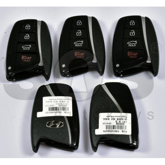 ORIGINAL Smart Key for Hyundai Buttons:3+1 / Frequency:433 MHz / Transponder:Tiris DST AES / Blade signature:HY22/HYU-45 / Part No:B35HGTC300/B35HGW04865/B35HGX0243/B35HGK0000/95440-3V036/95440-3V030/  Keyless Go