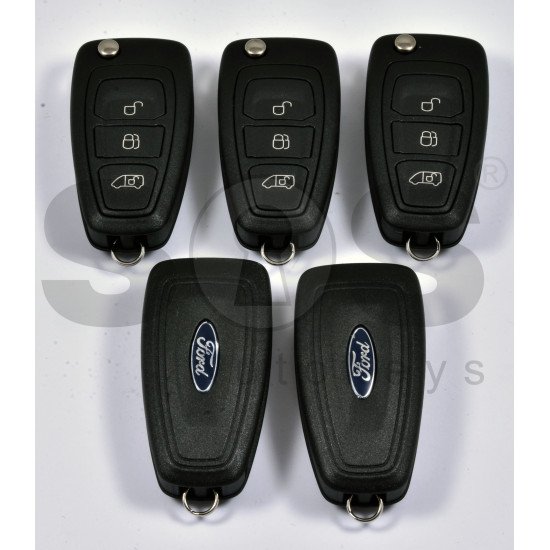 OEM Flip Key for Ford Transit 2015+  Buttons:3 / Frequency:433 MHz / Transponder:PCF 7945 / Blade signature:HU101 / Immobiliser System:Dashboard / Part No: 2149959 / 2013328 / GK2T-15K601-AB / GK2T-15K601-AC / GK2T-15K601-BB / logolesd