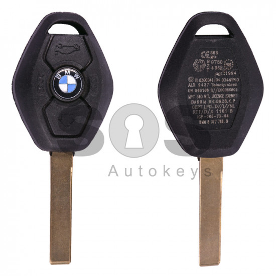 Regular Key for BMW E-Series Buttons:3 / Frequency:868 MHz / Transponder:PCF 7942 / Blade signature:HU92 / Immobiliser System:CAS 2 / Part No:9312542-03 