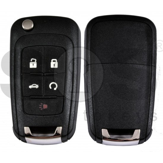 Flip Key for Chevrolet  Buttons:5 / Frequency:315 MHz / Transponder:PCF7961/HITAG2/NCF296  / Blade signature:HU100 /   No logo