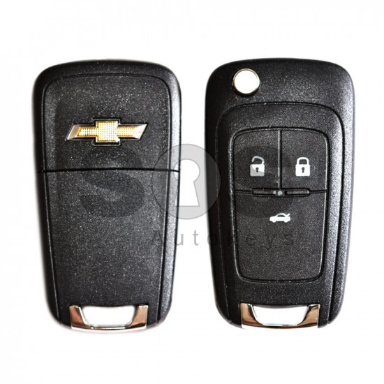 OEM Flip  Key for Chevrolet Cruze Buttons:3 / Frequency:433MHz / Transponder:PCF 7937 / Blade signature:HU100 / Immobiliser System:BCM / Part No:GM13500219