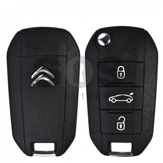 OEM  Flip Key for Citroen 2014 + Buttons:3 / Frequency:433MHz / Transponder:HITAG 128-Bit AES / Blade signature:HU83 / Immobiliser System:BCM / Part No:2015DJ2893/08.473.610