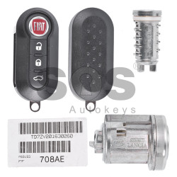 OEM Set for Fiat Buttons:3 / Frequency: 433MHz / Transponder: HITAG2/ ID46 / PCF7946 / Blade Signature:SIP22 / FCC ID: 2ADPXTRF198 / Manufacturer: Magneti Marelli