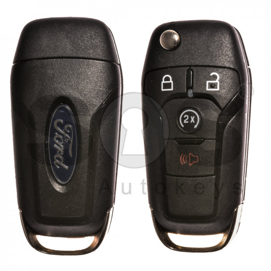 OEM Flip Key for Ford F-150 Buttons:3+1 / Frequency: 902MHz / Transponder: HITAG Pro / Blade signature: HU101 / Part No: 027161-01753 ( Automatic Start )