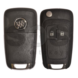 OEM Flip Key for Buick(GM) / Buttons:2 / Frequency: 315MHz / Transponder: HITAG2/ ID46 / Blade signature: HU100 / Immobiliser System: BCM / Part No: 13503658 / Keyless GO