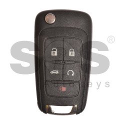 OEM Flip Key for Buick (GM) / Buttons:5 / Frequency: 315MHz /Transponder: HITAG2/ ID46 / Blade signature: HU100 / Immobiliser System: BCM / Part No: 13500224 / Keyless GO (Automatic Start)