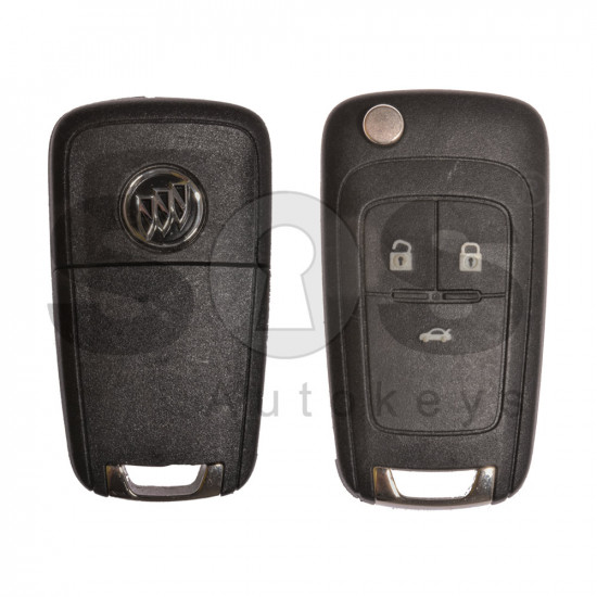 OEM Flip Key for Buick(GM) / Buttons:3 / Frequency: 315MHz / Transponder: HITAG2/ ID46 / Blade signature: HU100 / Immobiliser System: BCM / Keyless GO