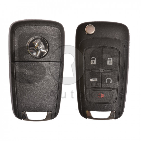 OEM Flip Key for Holden(GM) / Buttons:5 / Frequency: 434MHz / Transponder: HITAG2/ ID46 / Blade signature: HU100 / Immobiliser System: BCM / Part No: 13585403 / 13585405 / Keyless GO