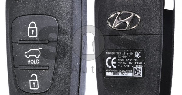 OEM Flip Key for Hyundai Buttons:3 / Frequency:433MHz / Transponder ...