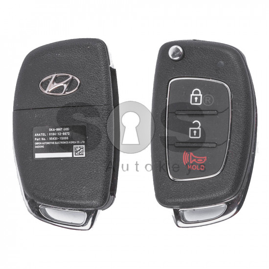 OEM Flip Key for Hyundai Buttons:2+1 / Frequency:433MHz / Transponder:4D60 80-Bit/ Tiris DST80 / Blade signature:HY22 / Immobiliser system:Immobiliser Box / Part No:95430-1S000/ 95430-D3010/ 95430-32520