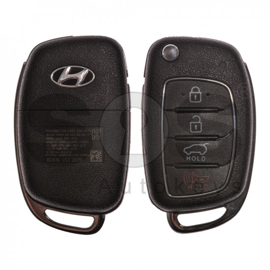 OEM Flip Key for Hyundai Buttons:3+1 / Frequency: 433MHz / Transponder: TMS37145 80-Bit / ID6D-60 / Blade signature:HY22 / Immobiliser System: Immobiliser Box / Part No: 95430-2W010/ RKE-4F3
