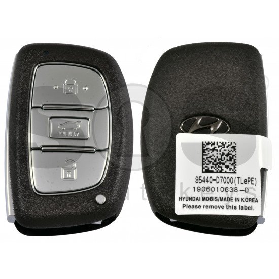 OEM Smart Key for Hyundai TUCSON 2020+ Buttons:3 / Frequency: 433MHz / Transponder:HITAG3/ NCF2951X/ NCF2952X / Blade signature:HY22 / Part No:95440-D7000 / Keyless Go