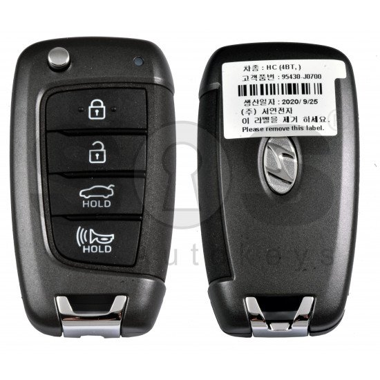 OEM Flip Key for Hyundai Accent Buttons:4 / Frequency:433 MHz / Transponder: / Blade signature: / Part No 95430-J0700	