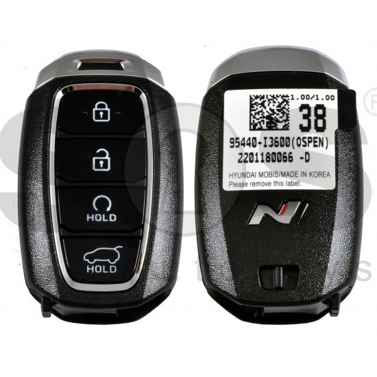 OEM Smart Key for Hyundai Kona N-line 2022+ Buttons:4 / Frequency:433MHz / Transponder:  NCF29A/HITAG 3/ Blade signature:HY22 / Part No:95540-L3600/ Keyless Go / Automatic Start