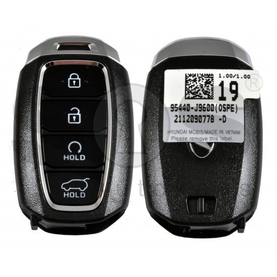 OEM Smart Key for Hyundai Kona 2021+ Buttons:4 / Frequency:433MHz / Transponder:  NCF29A/HITAG 3/ Blade signature:HY22 / Part No:95540-J9600/ Keyless Go / Automatic Start