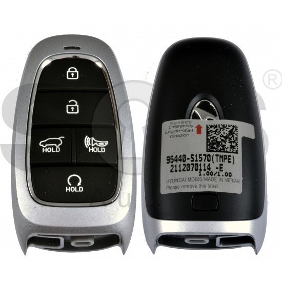 OEM Smart Key for Hyundai  Santa Fe 2021 Buttons:5 / Frequency:433MHz / Transponder:HITAG 3/NCF 29A/ Blade signature:HY22 / Part No:  95440-S1570	 / Keyless Go / Automatic Start 