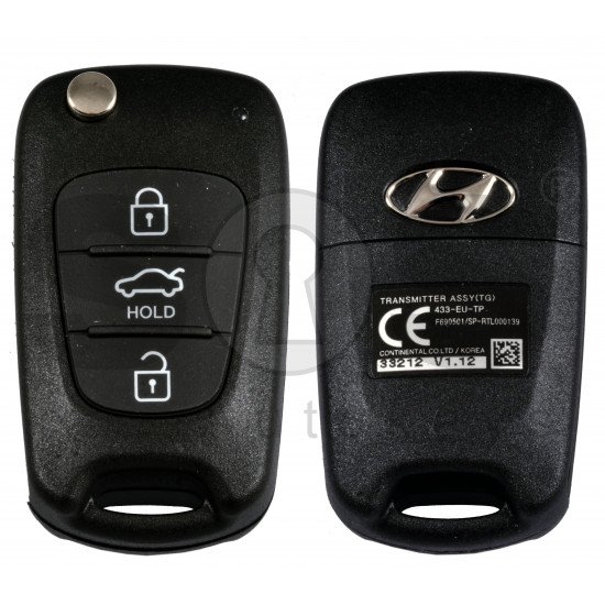 OEM Flip Key for Hyundai Azera 2011 Buttons:3 / Frequency:433MHz / Transponder:PCF 7936/ HITAG2   / Part.No.: 95430-3L600