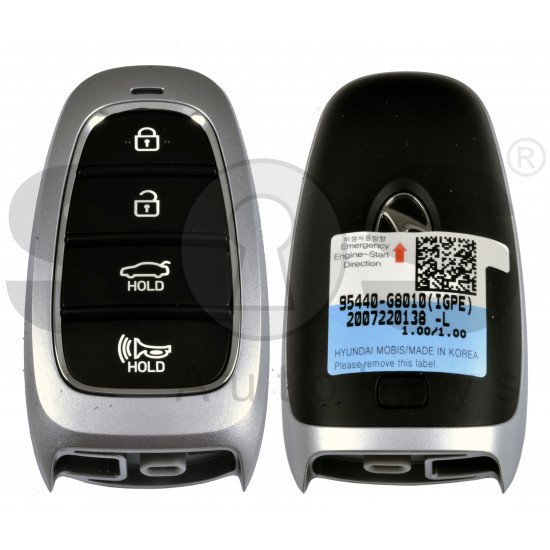 OEM Smart Key for Hyundai  Grandeur Buttons:4/ Frequency:433MHz / Transponder:HITAG 3/NCF 29A  / Part No:  95440-G8010	 / Keyless Go  