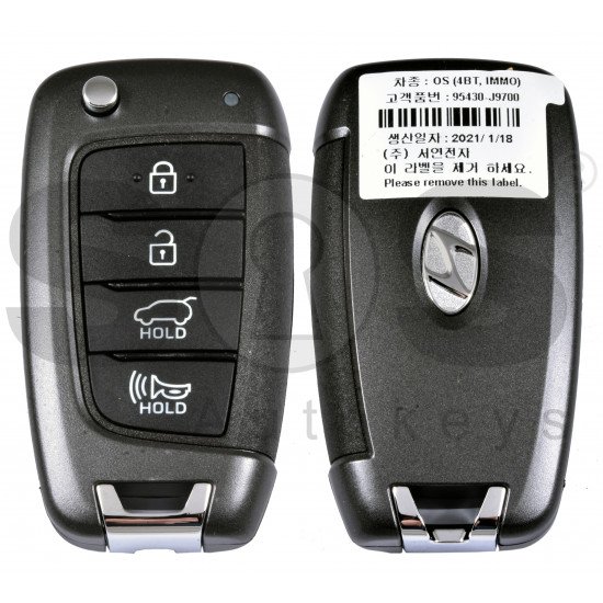 OEM Flip Key for Hyundai VENUE 2020 Buttons:3 / Frequency:433 MHz / Transponder:PCF7939M/HITAG AES / Blade signature: / Part No 95430-K2200	