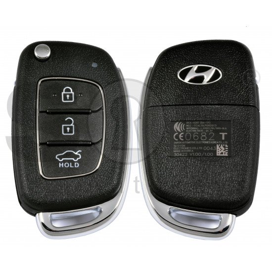 OEM Flip Key for Hyundai I10 2018 Buttons:3 / Frequency:433MHz / Transponder: PCF7938/HITAG 3    / Part No:  95430-B4400	