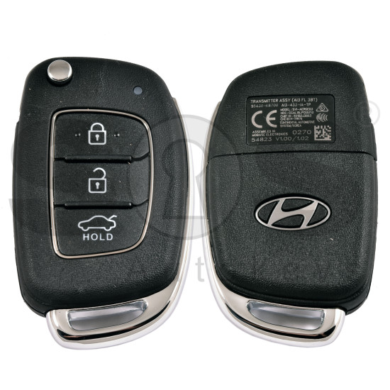OEM Flip Key for Hyundai GRANT I10 2024 Buttons:3/ Frequency:433 MHz / Transponder: HITAG 3 - ID47 PCF7938X / Blade signature: / Part No   95430-K6700	