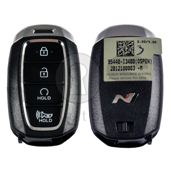OEM Smart Key for Hyundai KONA 2022+ Buttons:3+1 / Frequency:433MHz / Transponder: NCF29A/HITAG AES Part No: 95440-I3400 / Keyless Go / Automatic Start / N Line OEM Smart Key for Hyundai KONA 2022+ Buttons:3+1 / Frequency:433MHz / Transponder: NCF29A/HITAG AES Part No: 95440-I3400 / Keyless Go / Automatic Start / N Line