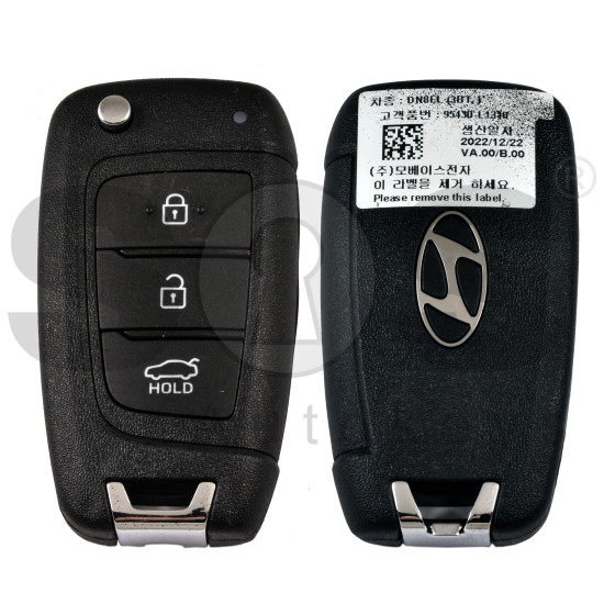 OEM Flip Key for Hyundai  Buttons:3/ Frequency:433 MHz / Transponder: No Transponder  / Part No :95430-L1310