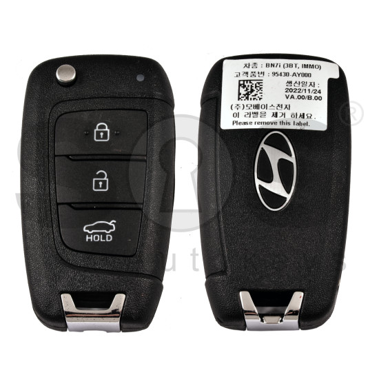 OEM Flip Key for Hyundai ACCENT 2024-2025  Buttons:3/ Frequency:433 MHz / Transponder: TIRIS RF430 (8A)   / Part No : 95430-AY000