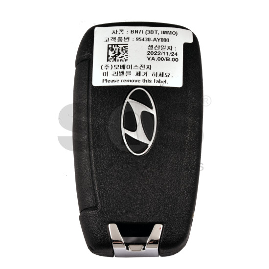 OEM Flip Key for Hyundai ACCENT 2024-2025  Buttons:3/ Frequency:433 MHz / Transponder: TIRIS RF430 (8A)   / Part No : 95430-AY000