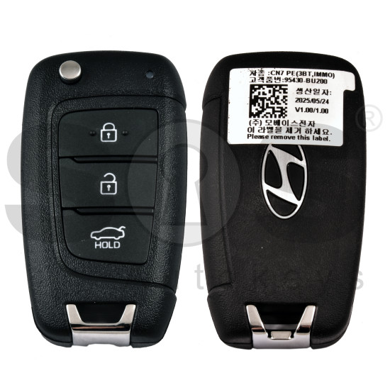 OEM Flip Key for Hyundai ELANTRA 2025   Buttons:3/ Frequency:433 MHz / Transponder:  PCF7938/HITAG 3   / Part No :  95430-BU200 
