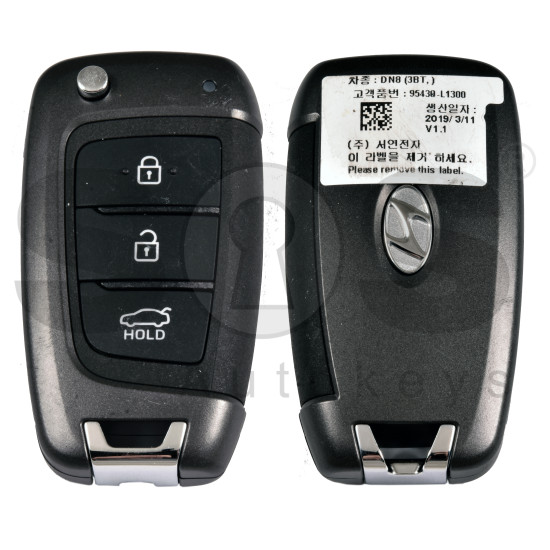 OEM Flip Key for Hyundai   Buttons:3/ Frequency:433 MHz / Transponder:  No Transponder    / Part No : 95430-L1300