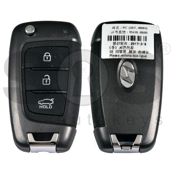 OEM Flip Key for Hyundai ACCENT   Buttons:3/ Frequency:433 MHz / Transponder:  TIRIS DST40    / Part No : 95430-J0600