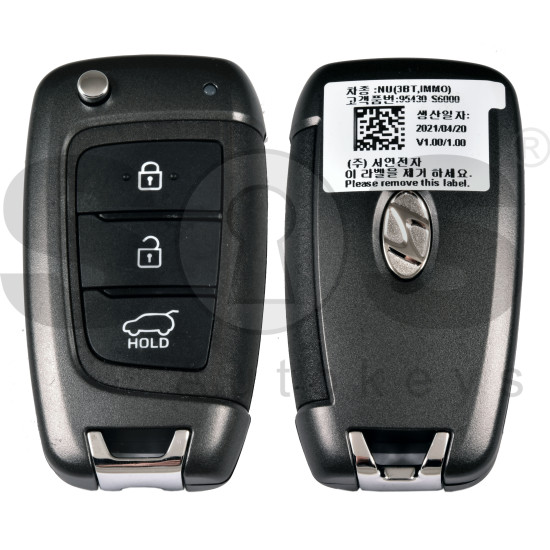 OEM Flip Key for Hyundai IX35 Buttons:3/ Frequency:433 MHz / Transponder:  PCF7938/HITAG 3    / Part No : 95430-S6000
