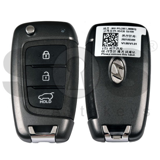 OEM Flip Key for Hyundai IX35 Buttons:3/ Frequency:433 MHz / Transponder:  PCF7938/HITAG 3    / Part No :  95430-S6100
