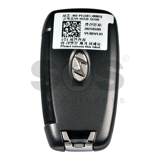 OEM Flip Key for Hyundai IX35 Buttons:3/ Frequency:433 MHz / Transponder:  PCF7938/HITAG 3    / Part No :  95430-S6100