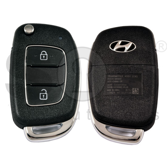 OEM Flip Key for Hyundai VERNA   Buttons:2 / Frequency:433 MHz / Transponder: PCF7938/HITAG 3    /   Part No : 95430-D0600