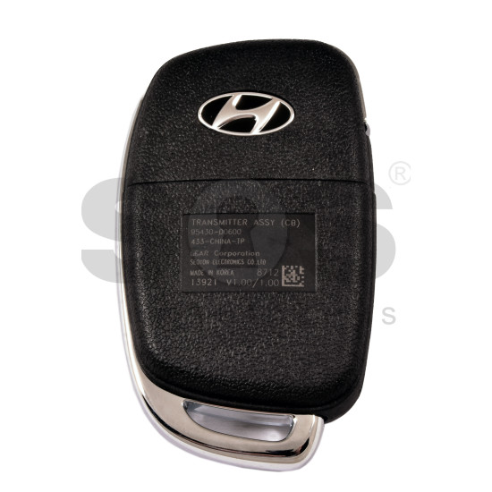 OEM Flip Key for Hyundai VERNA   Buttons:2 / Frequency:433 MHz / Transponder: PCF7938/HITAG 3    /   Part No : 95430-D0600