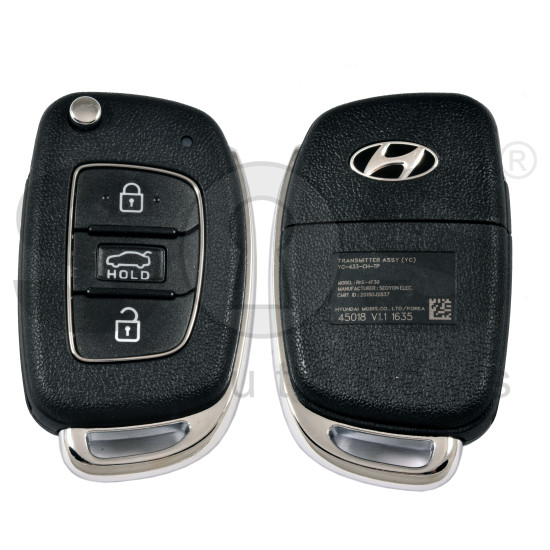 OEM Flip Key for Hyundai  2017+   Buttons:3 / Frequency:433 MHz / Transponder: TIRIS DST40  /   Model : RKE-4F30