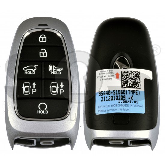 OEM Smart Key for Hyundai  Santa Fe 2021 Buttons:7 / Frequency:433MHz / Transponder:HITAG 3/NCF 29A/ Blade signature:HY22 / Part No:  95440-S1560	 / Keyless Go / Automatic Start 