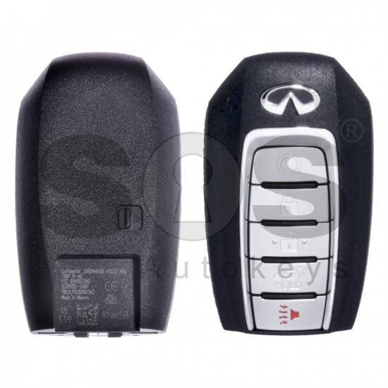 OEM Smart Key for Infiniti QX60 Buttons:4+1P / Frequency:434MHz / Transponder: HITAG/ 128-bit/ AES / Blade signature: NSN14 / Part No: 285E3-9NR5B (WITHOUT SLOT) (Automatic Start)