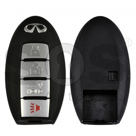 OEM Smart Key for Infiniti QX56 2011 Buttons:3+1P / Frequency:434MHz / Transponder: PCF7952/HITAG 2 / Blade signature:NSN14 /Part No: 285E3-1LL0D	