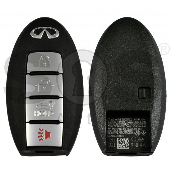 OEM Smart Key for Infiniti QX60 2016 Buttons:3+1P / Frequency:434MHz / Transponder:  HITAG AES / Blade signature:NSN14 /Part No: 285E3-9NF4A