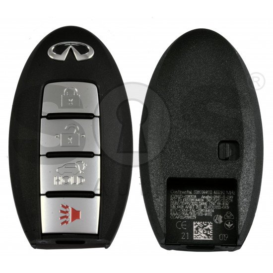 OEM Smart Key for Infiniti JX35 2012 Buttons:3+1P / Frequency:434MHz / Transponder: PCF7952/HITAG 2 / Blade signature:NSN14 /Part No: 285E3-9NB4A	