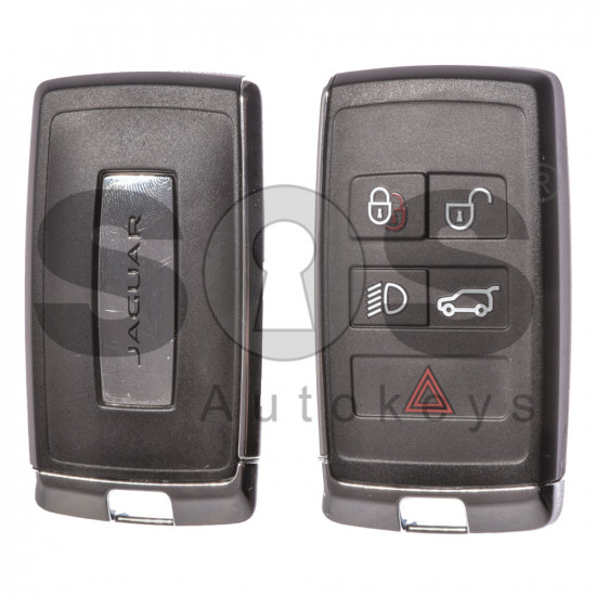 OEM Smart key for Jaguar Buttons:4+1 / Frequency:434MHz / Transponder:HITAG Pro / Blade signature:HU101 / Immobiliser System:KWN / Model:PEPSF0B / Keyless Go
