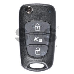 OEM Flip Key for KIA K2/RIO Buttons:2 / Frequency:433 MHz / Transponder: PCF7936 / HITAG2 / Blade signature:HY22 / Immobiliser System:Immobiliser Box / Part No:95430-1Y300 / 95430-1Y301