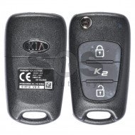 OEM Flip Key for KIA K2/RIO Buttons:2 / Frequency:433 MHz / Transponder: PCF7936 / HITAG2 / Blade signature:HY22 / Immobiliser System:Immobiliser Box / Part No:95430-1Y300 / 95430-1Y301
